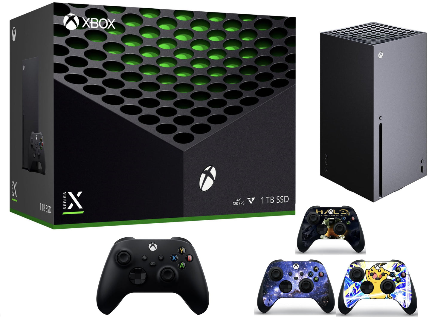 2024 Newest Series X 1TB SSD Console + 1 Wireless Controller, 16GB GDDR6 RAM, 8X Cores Zen 2 CPU Gaming, 4K UHD Blu-Ray, 8K HDR, Wifi + 3Pcs Controller Skins