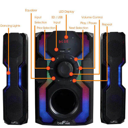 2.1-Channel Bluetooth Multimedia Wired Speaker Stereo Shelf System